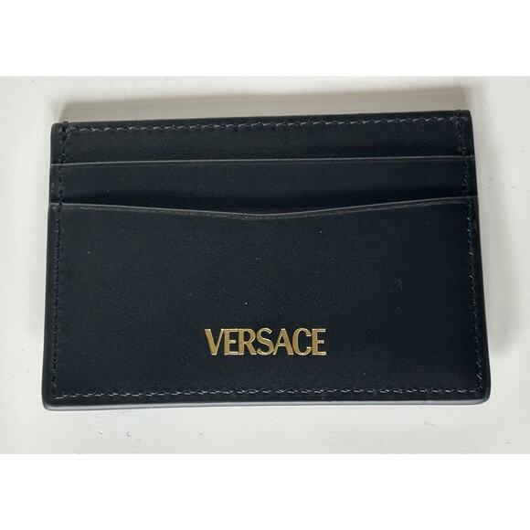Versace Medusa Head Black Calf Leather Card Case Wallet 1013363 Italy NWT - Picture 3 of 7